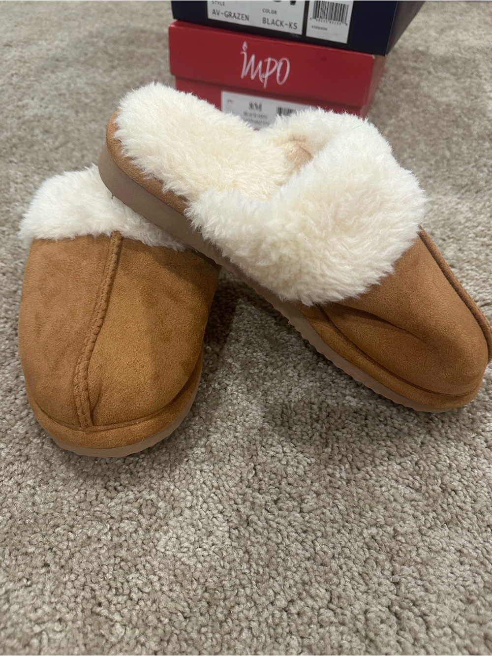 Cozy Faux-Suede Shearling Lined Mule Slippers - Camel